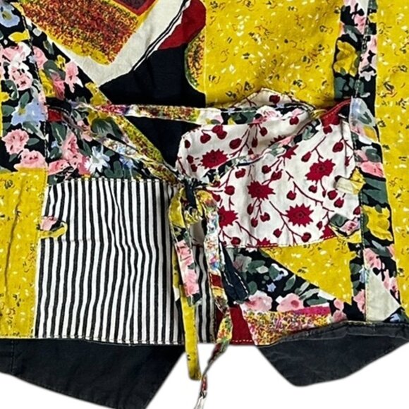 Vintage‎ Patchwork Vest Women’s M Boho Artsy Cotton Lace-Up Eclectic Hippie - Picture 3 of 3